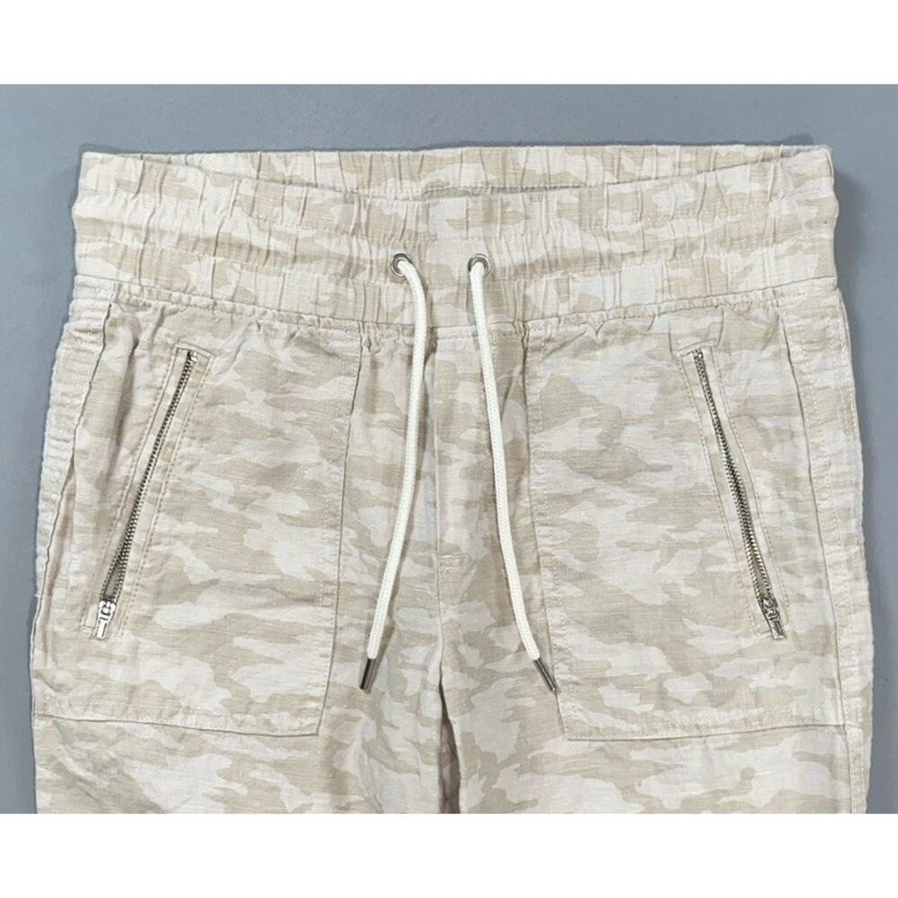 Athleta 531156 Women's Cabo Tide Linen Jogger Pull On Pants. Beige Camo, Size 4. - Picture 2 of 5